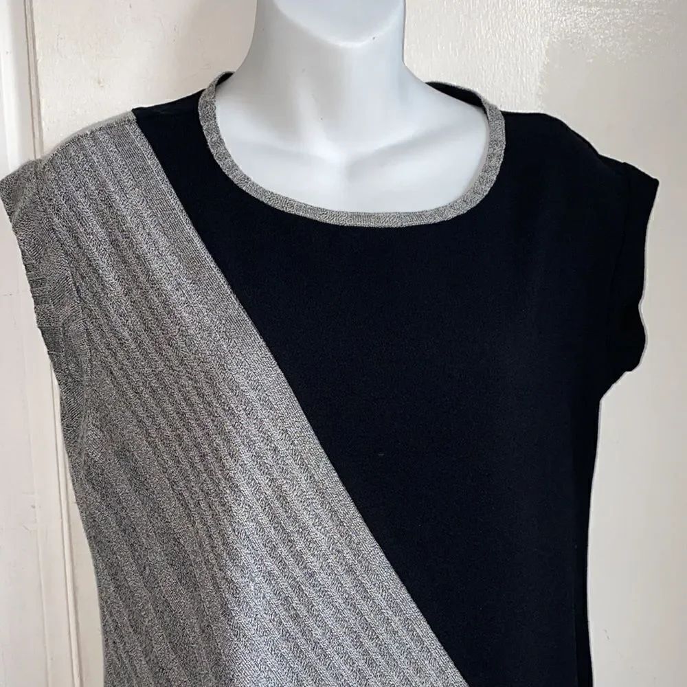 BAR III Asymmetrical Color Block Cap Sleeve Top-S - Picture 3 of 7